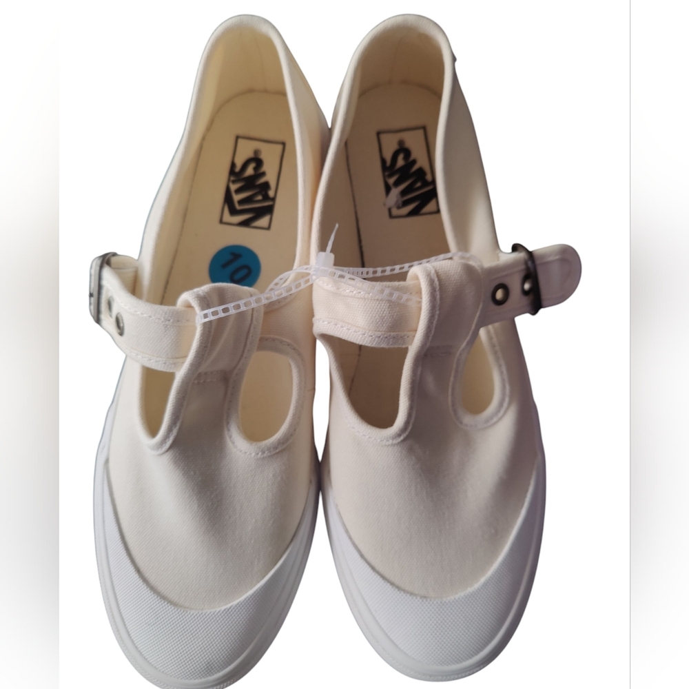 Vans Cream And White Mary Jane Canvas Sneakers
